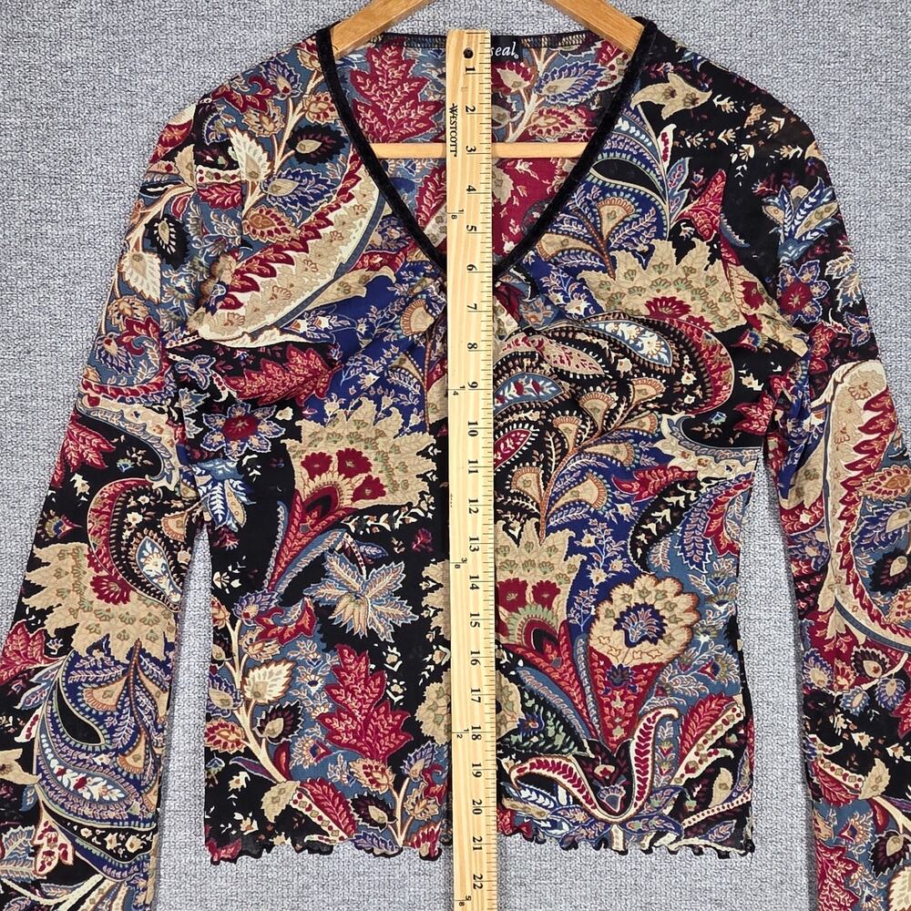 WET SEAL WOMEN'S FLORAL PAISLEY V‑NECK BLOUSE – MULTICOLOR – SIZE MEDIUM - Picture 10 of 13